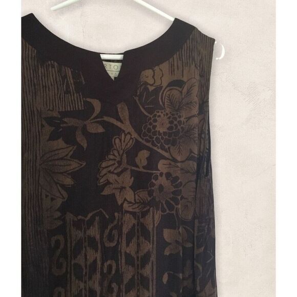 Vtg Norton McNaughton Maxi Dress Brown Floral Pleated Belted Size‎ M - Picture 8 of 13